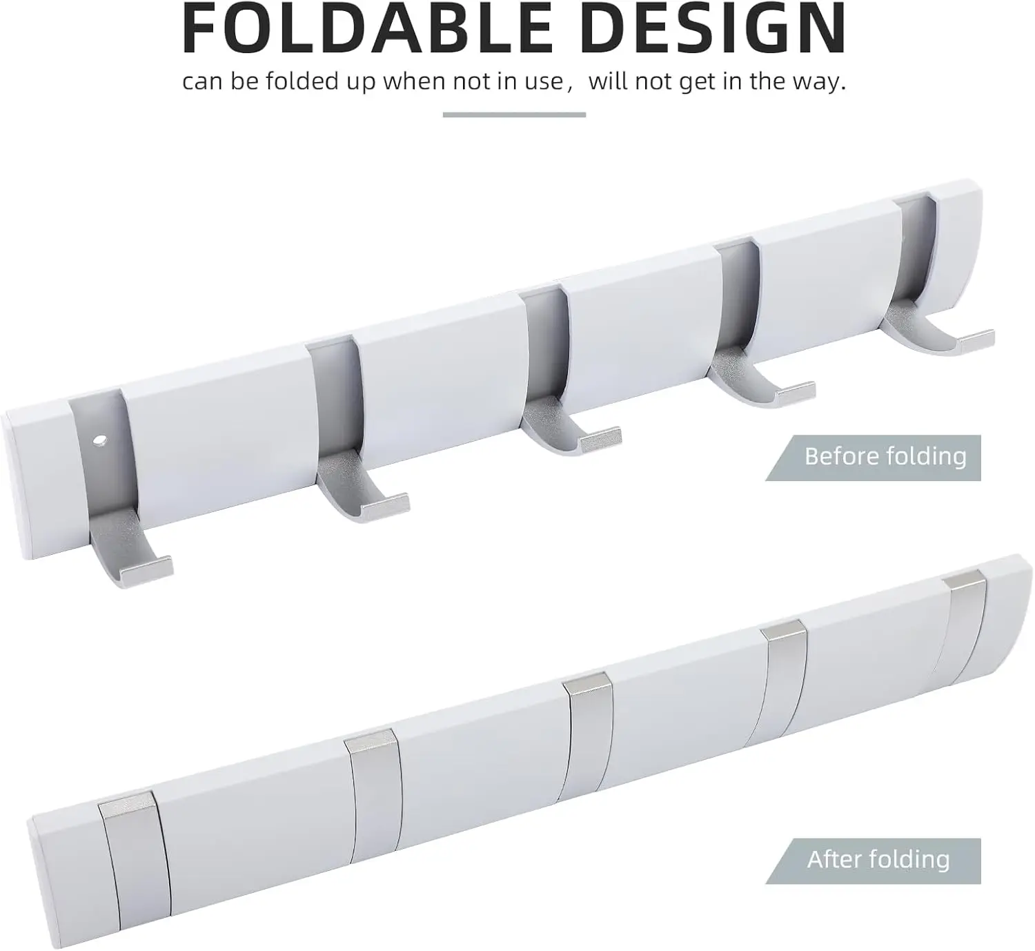 

Набор из 2 складных стильных современных вешалок с 5 крючками, настенные металлические крючки для пальто, шляп, полотенец