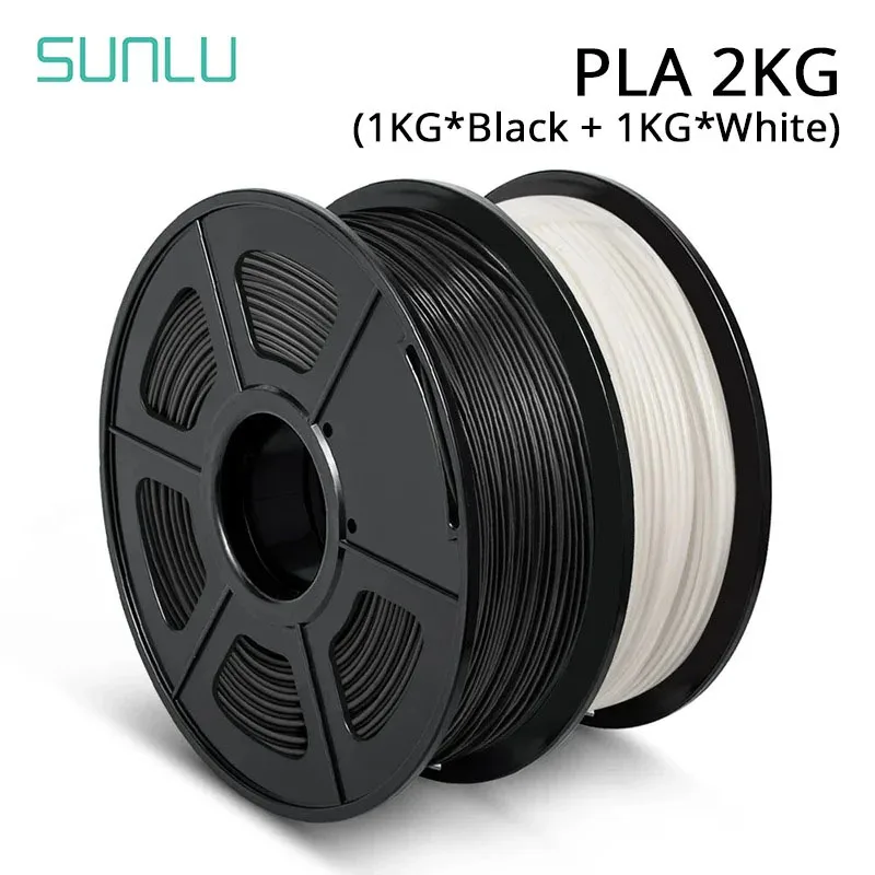 SUNLU 2KG PLA Filament 3D Printer 1KG 2 Rolls Arranged Neatly No Knots  Odorless Non-Toxic No Bubble Bright Color 1.75MM