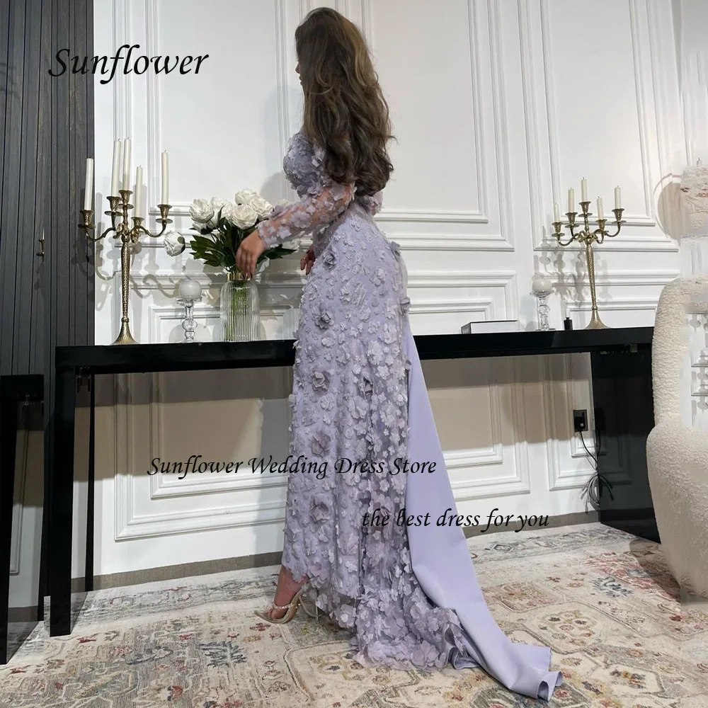 Sunflower Off the Shoulder Appliques Mermaid Evening Dresses Saudi Arabia 2023 Slim Crepe Floor-Length Party Gowns Prom Dress