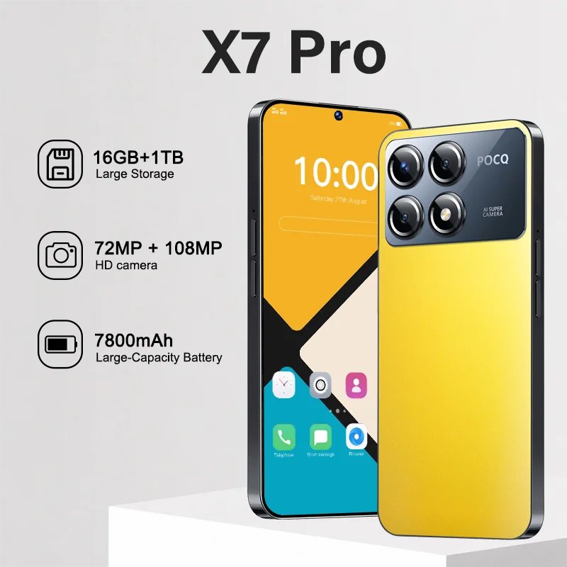 

New High Quality X7 Pro Original Standby Global Version 5G Dual Card Intelligent System 7800mAh Battery 7.3"HD