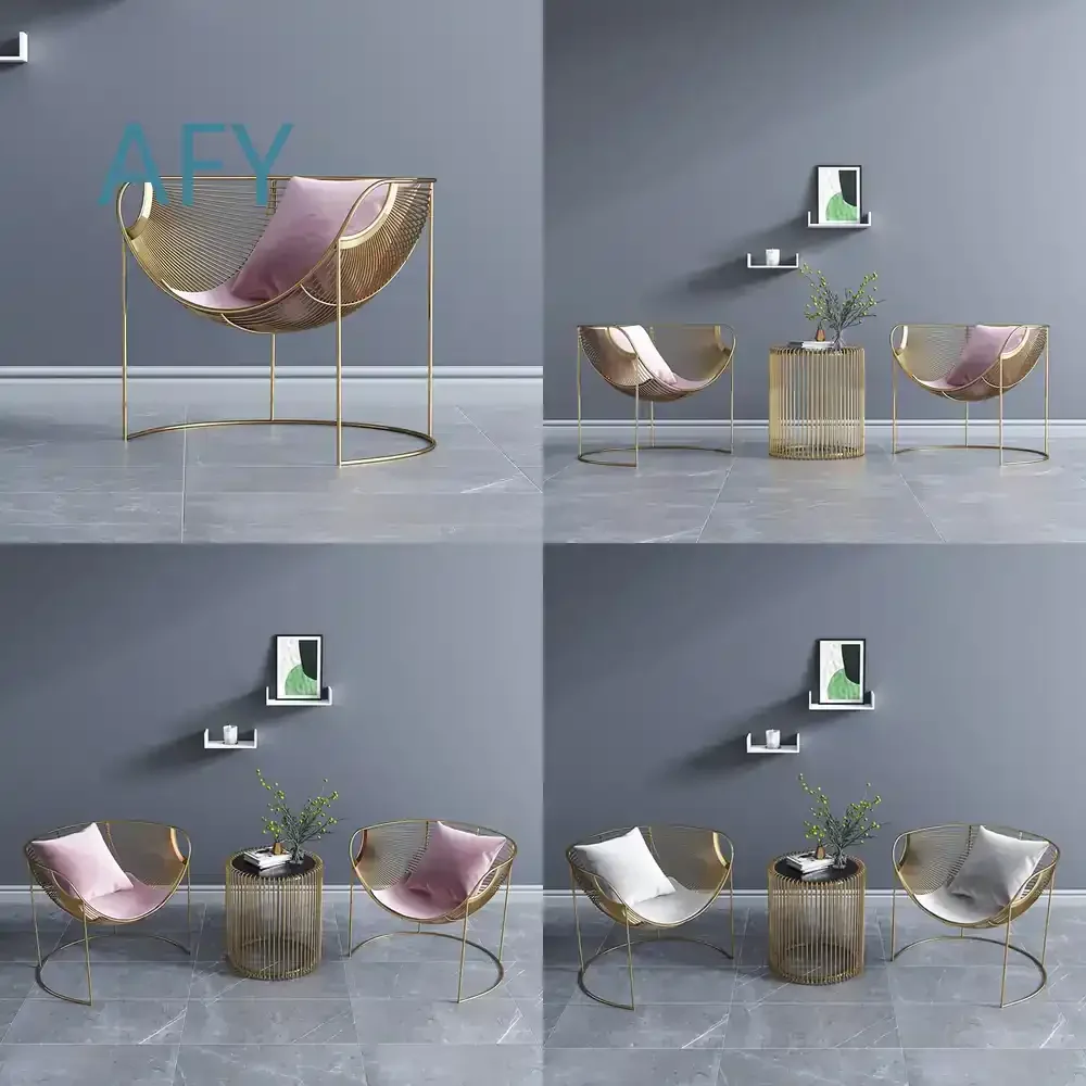 Luxury Single Chair with Backrest for Modern Nordic Minimalist Living Room Bedroom Balcony Lounge Chair for Iron Art Designer