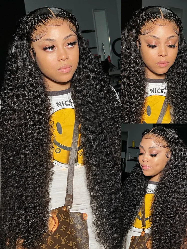 Deep Wave Frontal Wig Human Hair Brazilian Transparent Curly Wigs 13x6 Hd Lace Frontal Human Hair Wigs 360 Lace Wigs For Women image 3