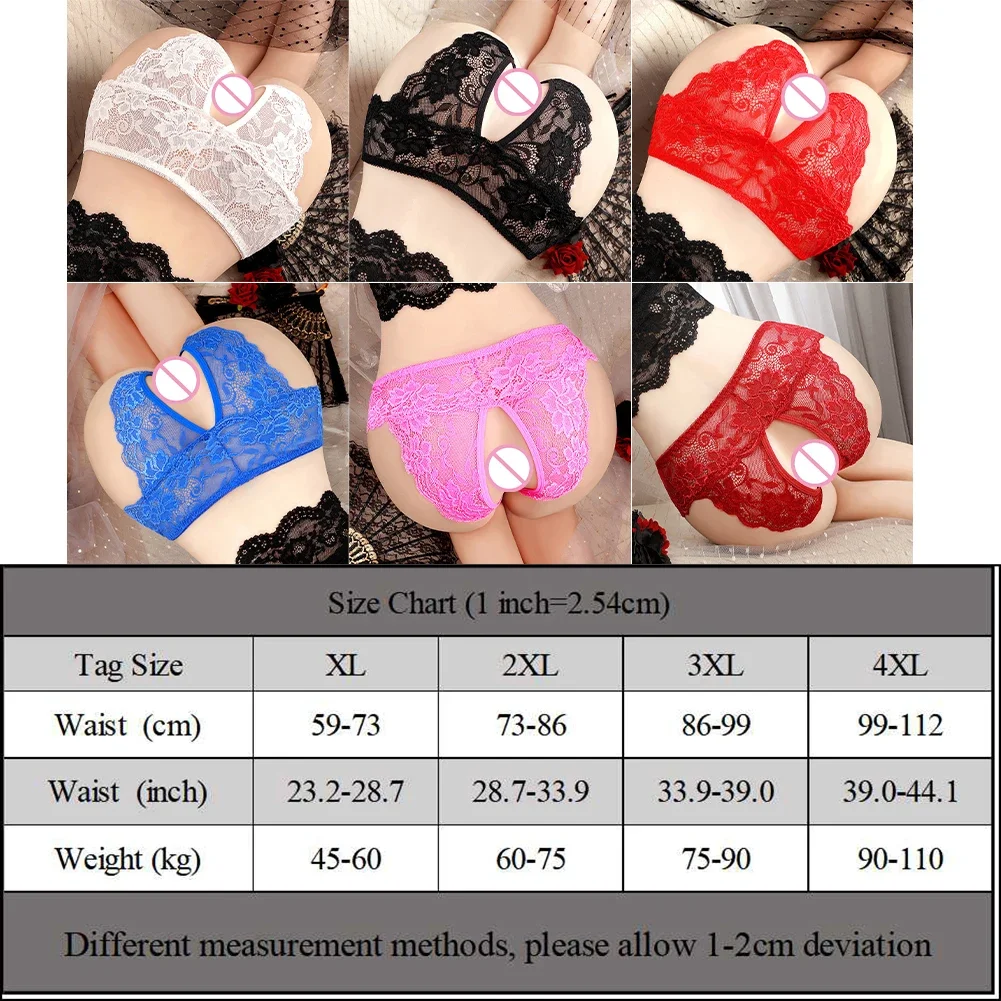 Women‘s Sexy Elastic Lingerie Lace Crotchless Panties Underwear Open Butt G-String Breathable Underpants Open Crotch Thongs