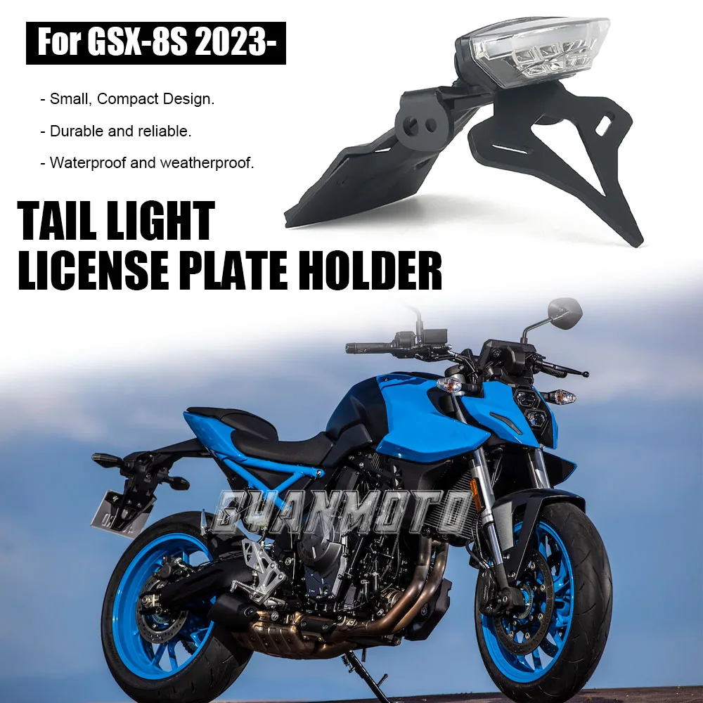 

For Suzuki GSX-8S GSX8S 2023-up Motorcycle Rear Short Tail Stock License Plate Holder Tailstock Bracket Integrated LED Light