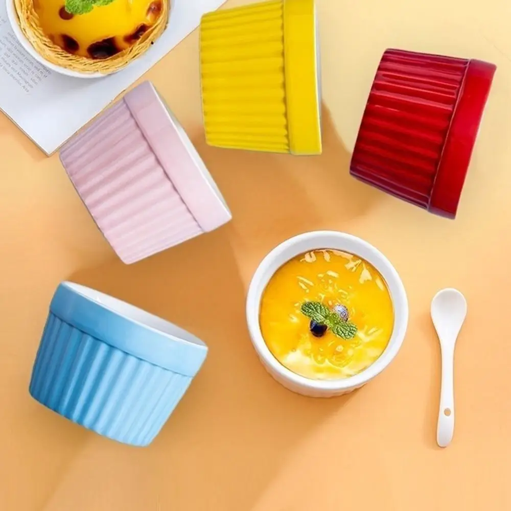 4Pcs Dishwasher-Safe Colorful Ramekins for Baking Oven Safe Ceramic Condiment Dish Mini Stackable Creme Brulee Dishes Souffle