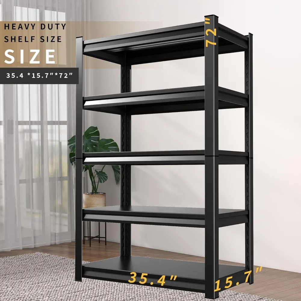 

72" H Garage Shelving Heavy Duty 5-Tier Storage Shelves, 2500 lbs Adjustable Metal Shelving Unit, Utility Storage Rack Shelf