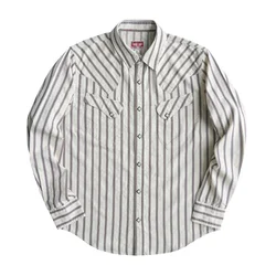 SAUCE ZHAN  Vintage Jacquard Striped Western Shirt Men's Autumn Long Sleeve Lyocell Cotton Casual Shirt regular fit