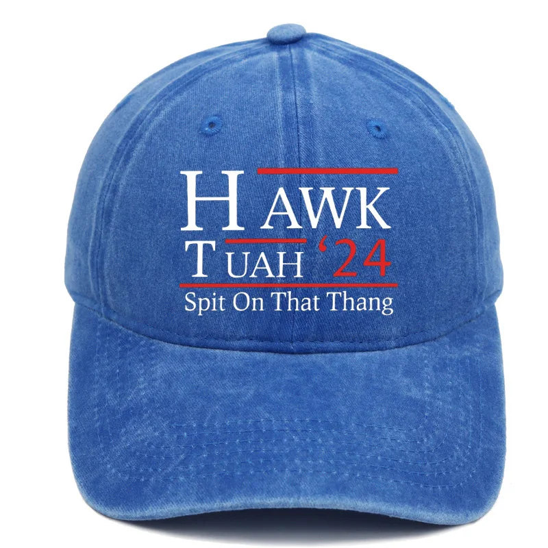 Hawk Tuah Spit On That Thang Printed Washed Baseball Cap For Men Funny Duckbill Cap Fashionable Baseball Cap Balaclava Hat