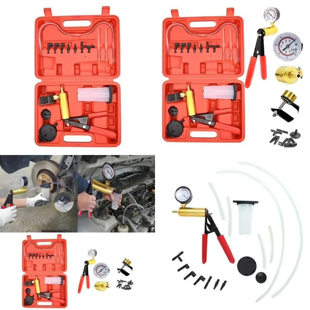 

Handhelds Vacuum Pump Tester kit for Automobile with Storage Case,Adapters,One-ManBrake and Clutch Bleeding System