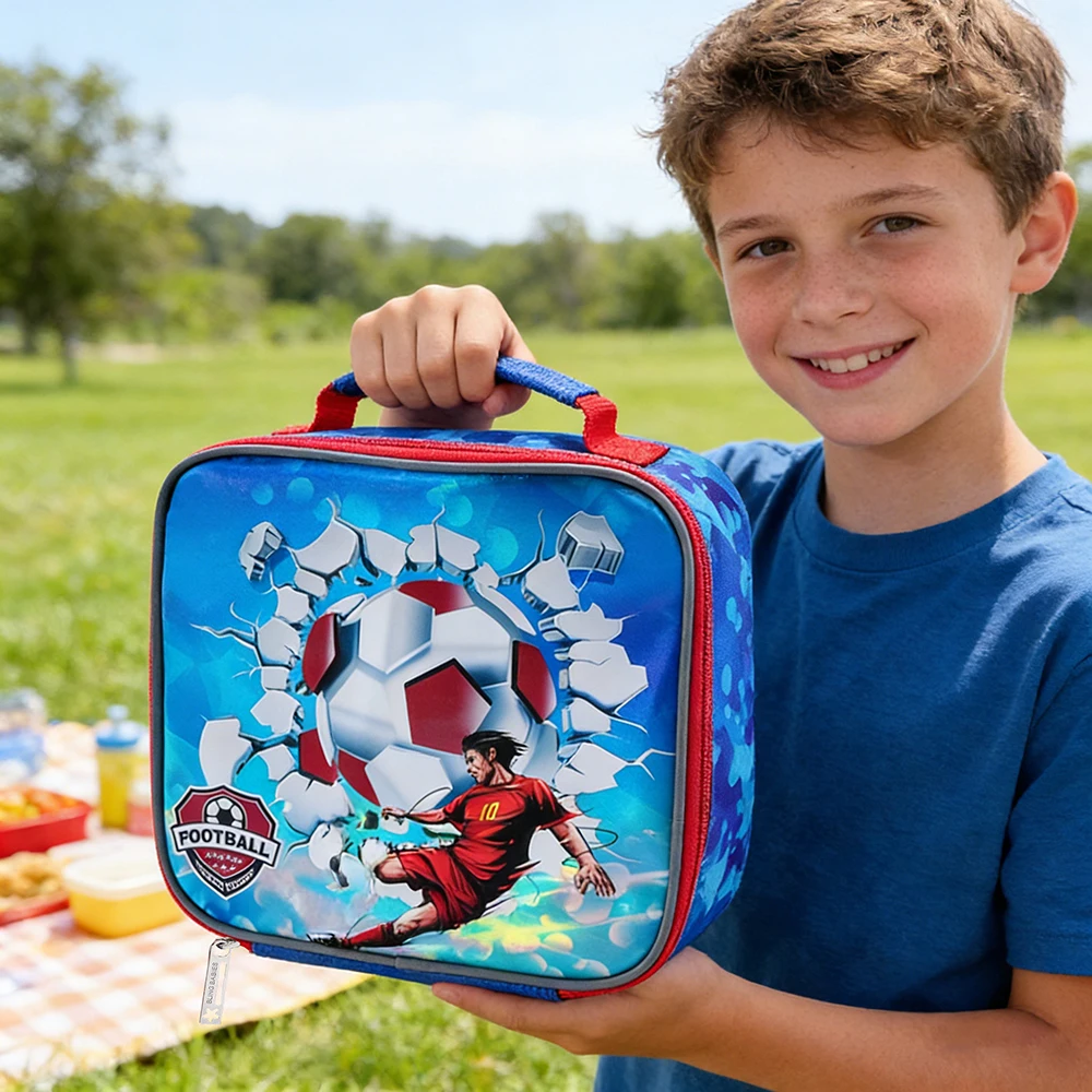 

BLING BABIES Children's handbag, lunch bag, Sky Blue Soccer cartoon design, suitable for carrying food