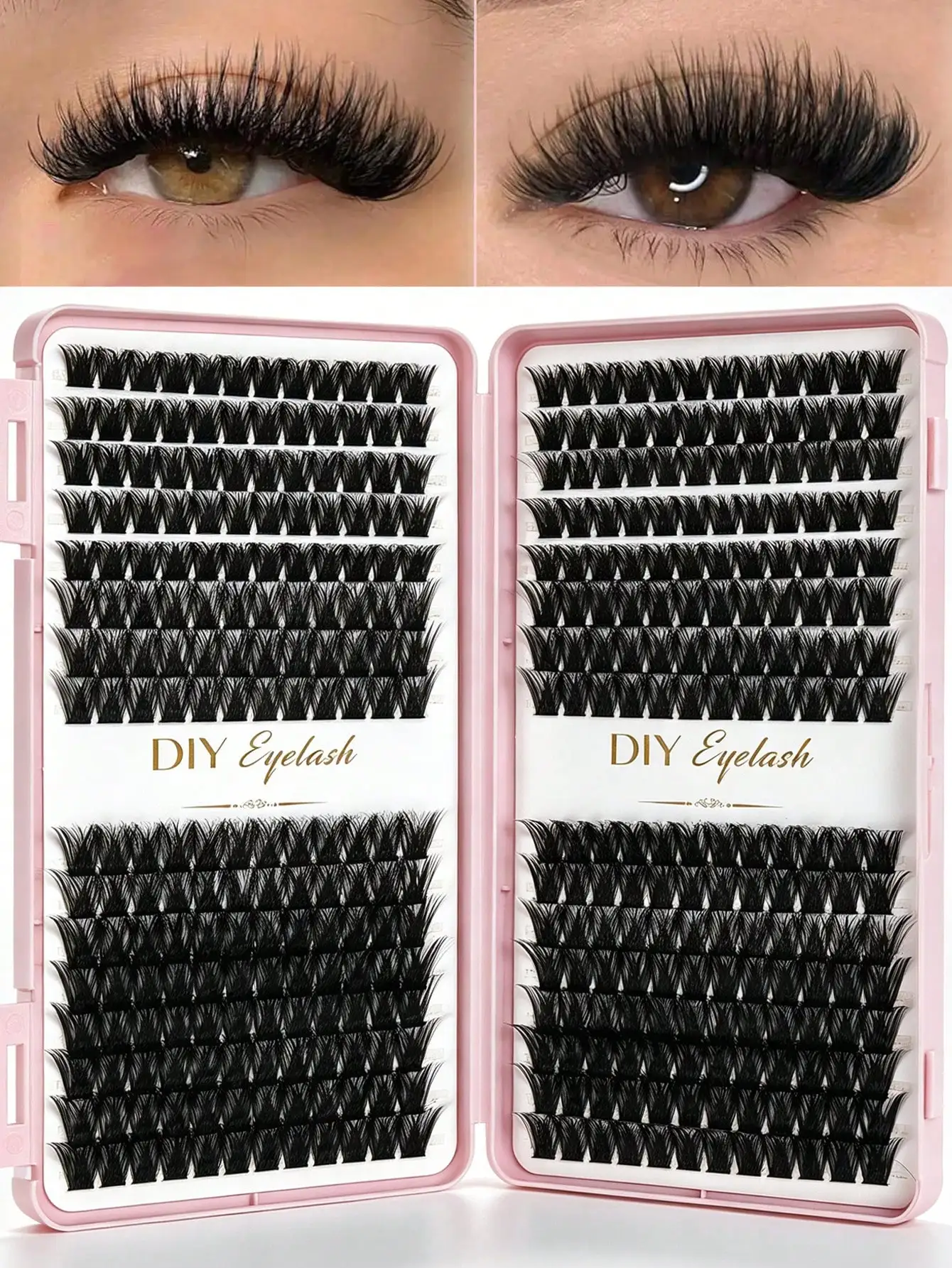 Individual Lashes Clusters DIY Lash Extensions Book, D Curl Lash Clusters Eyelash Extension at Home
