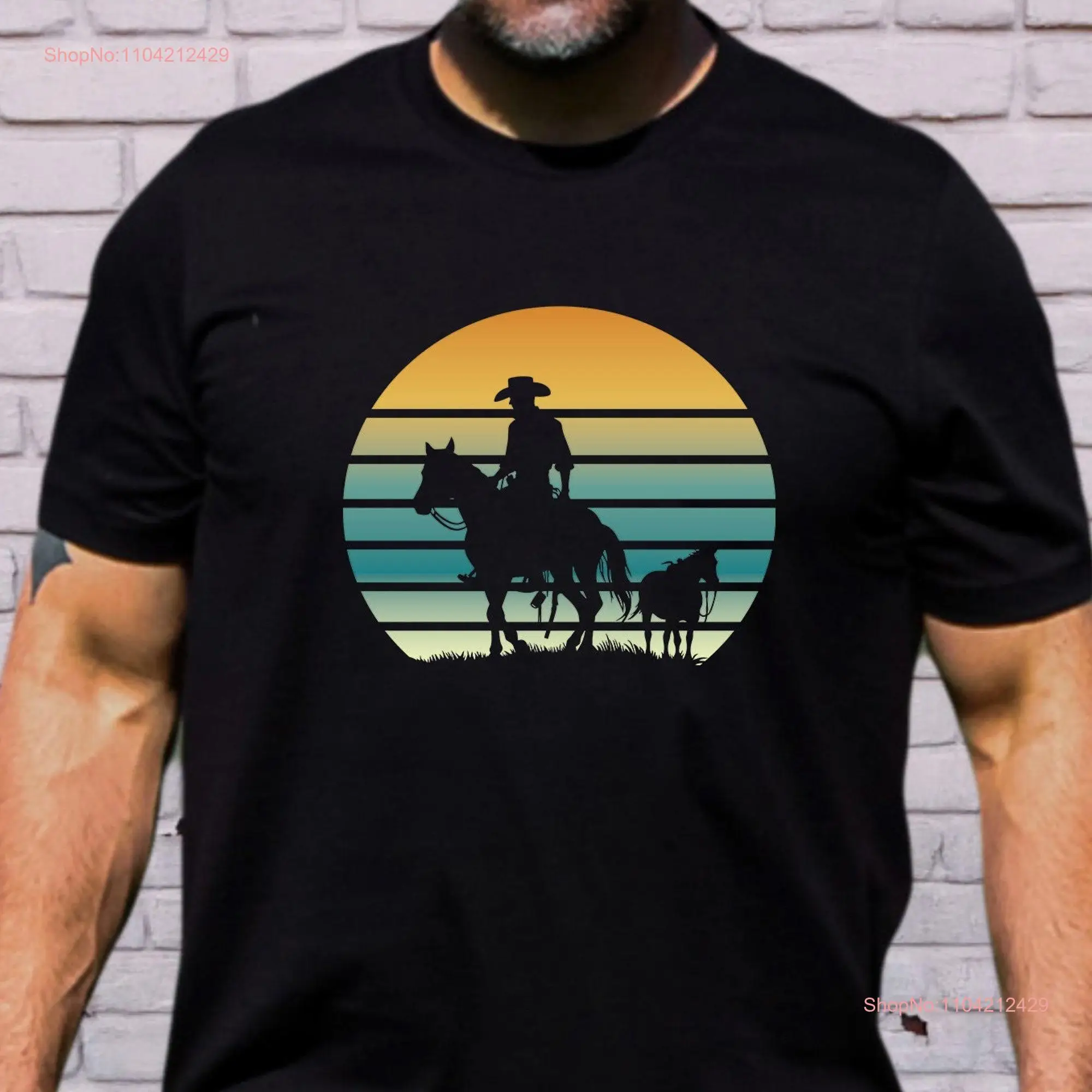 

Ковбойская футболка Винтаж Родео Западный кантри Ретро наряд Wildwest с длинными или короткими рукавами