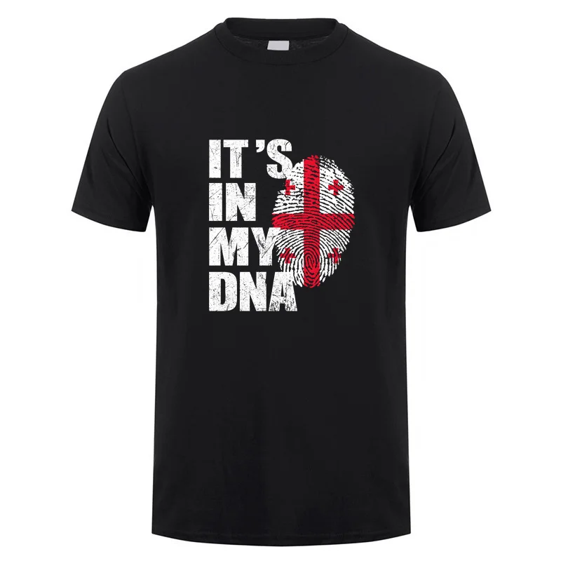 It's in My DNA Georgia Georgian Flag T Shirts Summer Men Cool Cotton Short Sleeve Georgia Tshirt Gift Man Clothing DY-011