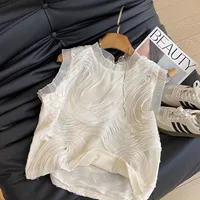 2025 Summer French Style Elegant Ruffled Sleeveless Chiffon Blouse Women Office Work Wear Casual Tops Fashion Ladies Shirt - Image 3