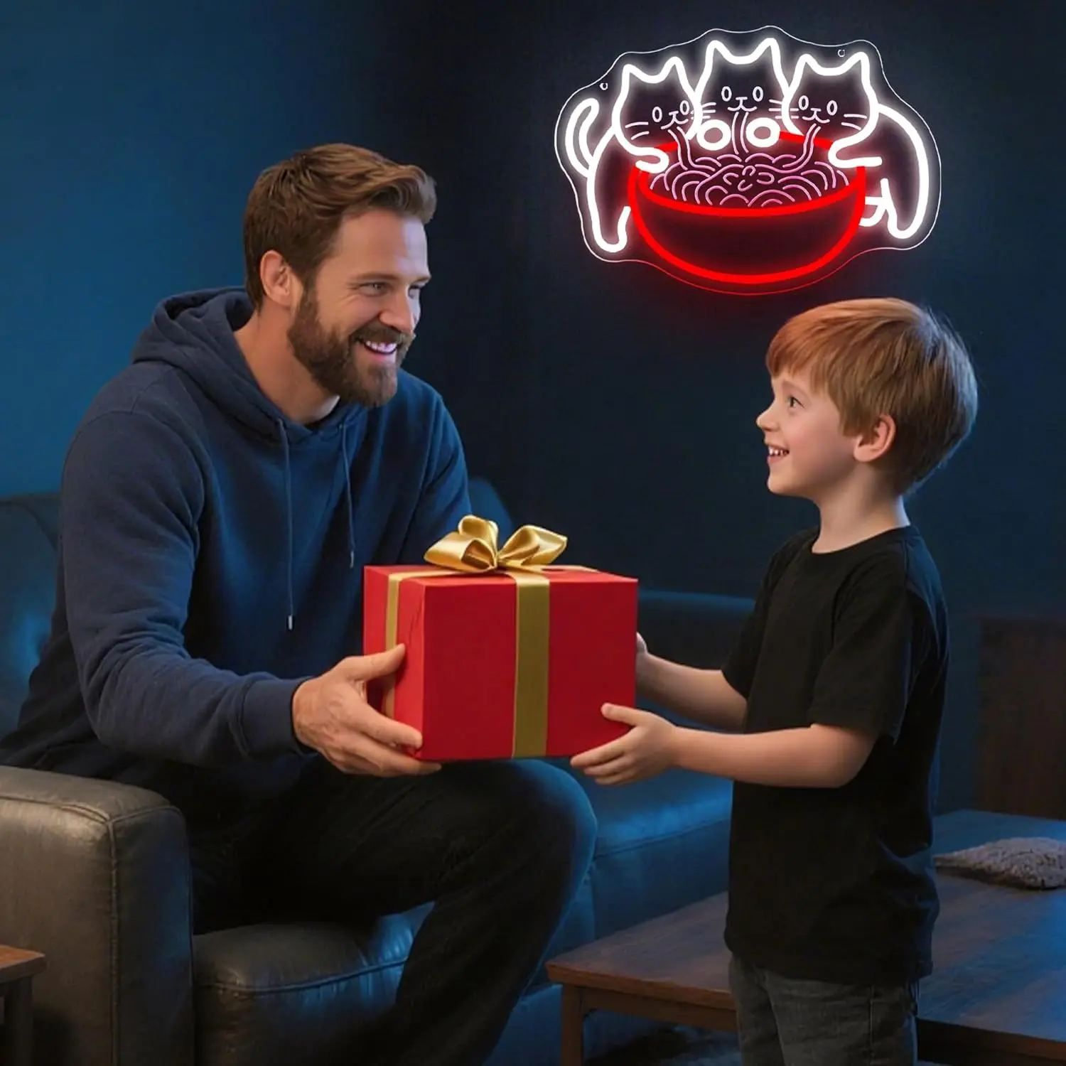 رامين القط الشعرية النيون نحت ضوء تسجيل جدار ديكور ل عكس الضوء رامين مطعم قاعة الطعام المطبخ كهف البيت رجل الكهف H