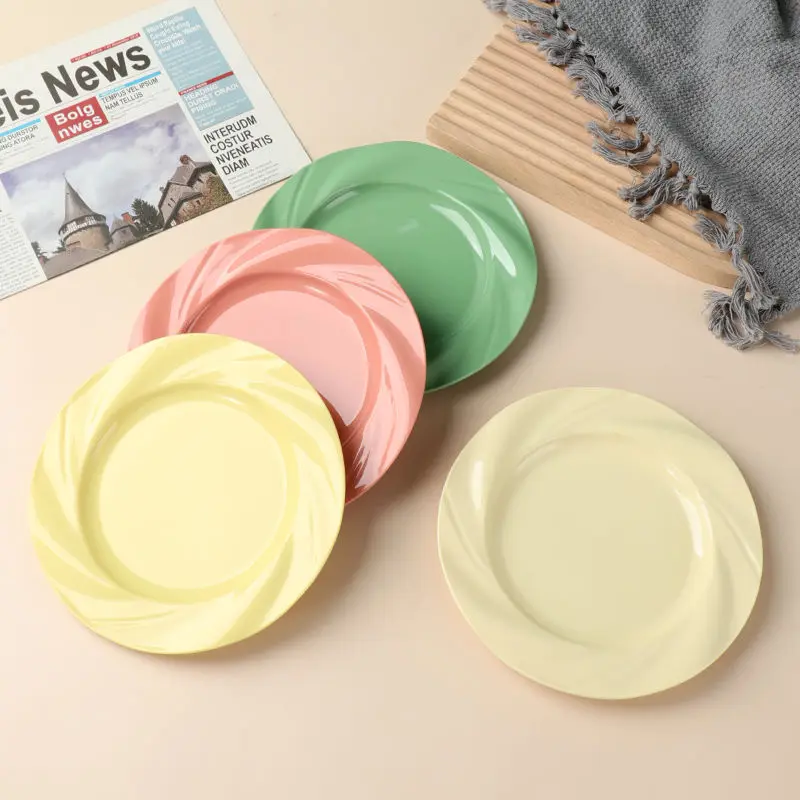 High Aesthetic Ins Simple Cream Plastic Plates Western Plastic High-end Dishes Pasta Dishes Desserts Home Salad Plates Decor