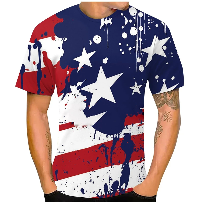 United States Flag Top Summer Men Clothing Plus Size Street Fashion T-Shirt Vintage 3D T-Shirt Men\'S Tees 3d Print High Quality