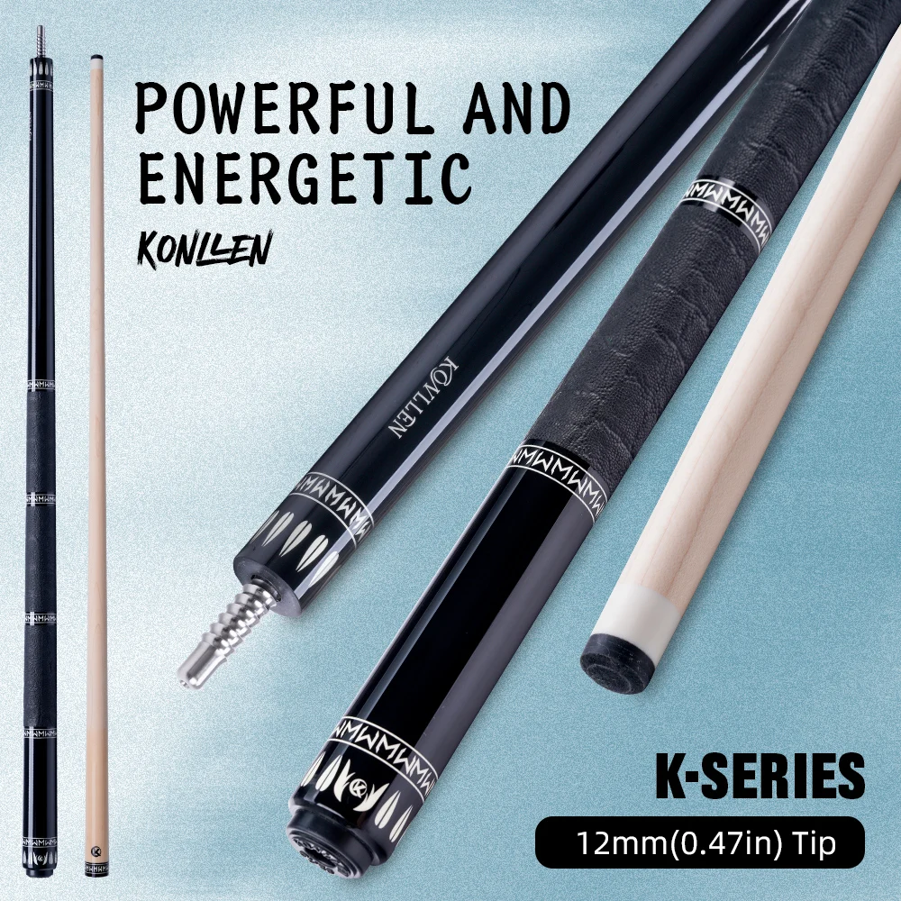 

KONLLEN Maple Pool Cue Low Deflection Profession Ultra-smooth Billiard Pool Sticks with Carbon Tube Inside and 12mm Tip