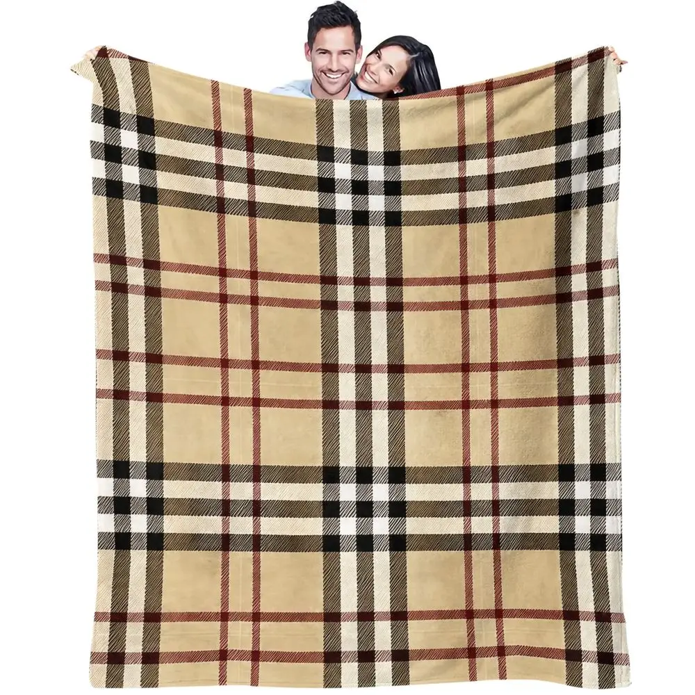 Plaid Digital Print Flannel Blanket Throw Blanket Warm Gift Blanket Soft Lightweight Plush Fleece for Sofa Bed Home Decor