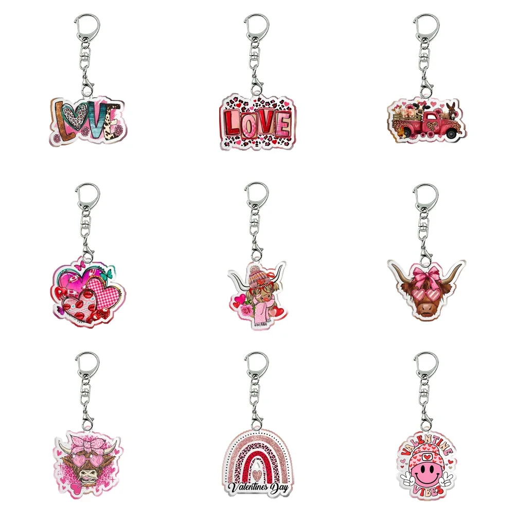 New LOVE Patterns Acrylic Popular Keychain Transparent Acrylic Trinket For Friendship Pendants