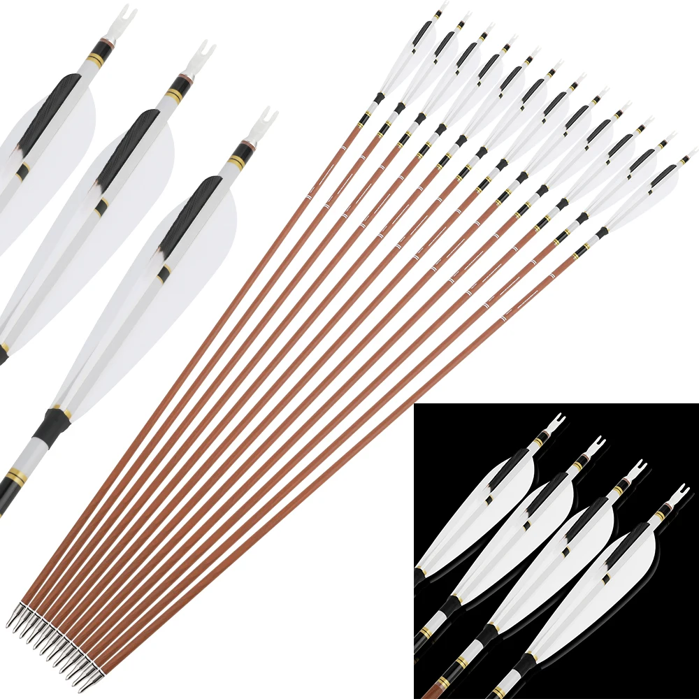 

6/12pcs Archery Pure Carbon Arrows SP 340-600 31" ID6.2mm Shaft Archery Recurve Compound Bow Hunting Shooting Target Sports