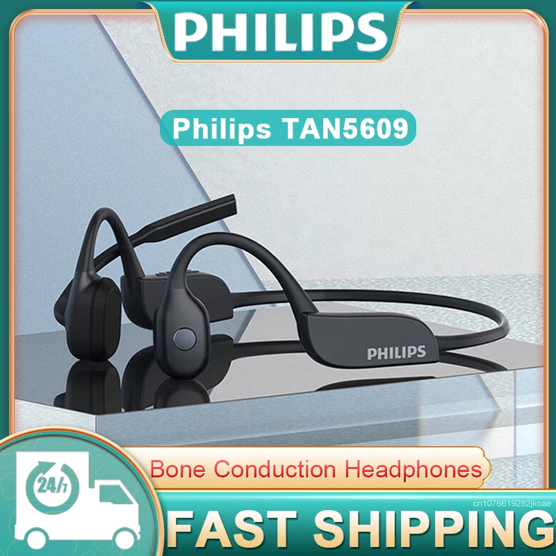 New Philips TAN5609 Bone Conduction Headphone Wireless Bluetooth 5.2 Earphone Call Noise Reduction Outdoor Sports Headset 180mAh