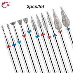 TP 2Pcs/lot Flame Nail Drill Bits Diamond Milling Cutter for Manicure Drill Bits for Russian Manicure Nails Cuticle Remove Tools