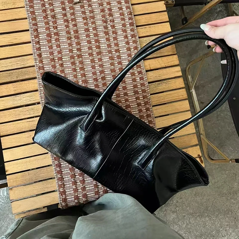 Luxuriöse Damen-Tragetasche mit Krokodilmuster, Vintage-Stil, Große Kapazität, Schulter-Handtasche, Minimalistische Pendler- und Einkaufstasche für Frauen – Detail 14