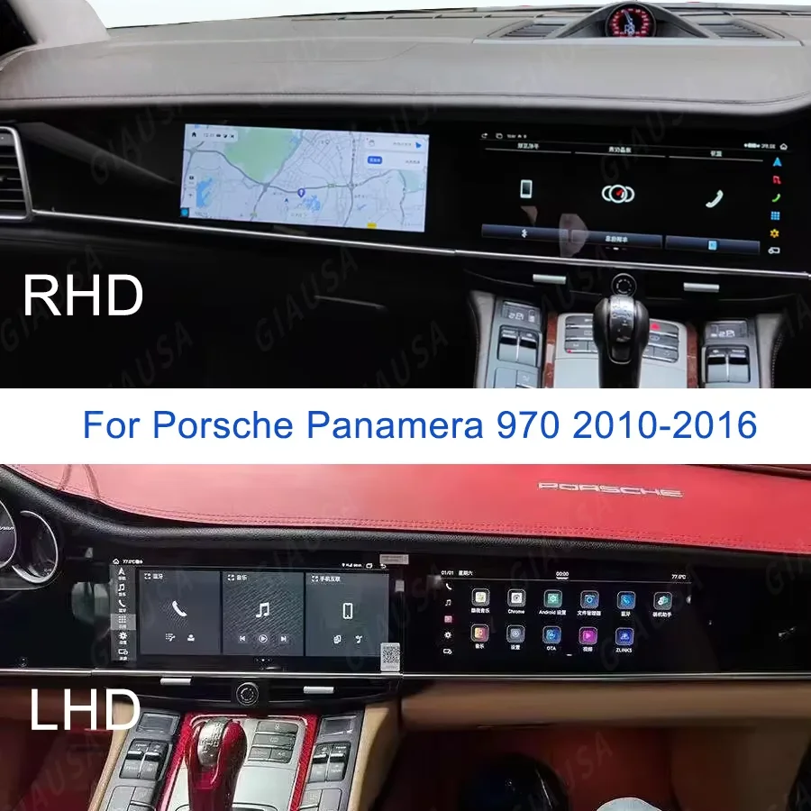 RHD Dual Screen For Porsche Panamera 970 2010-2016 Android 14 Car Radio GPS Multimedia Video Player Carplay Auto Stereo HeadUnit