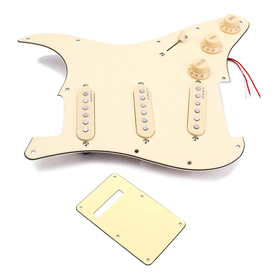 Loaded Prewired SSS Alnico 5 Alnico V HOT Pickups Pickguard Set for Strat Guitar