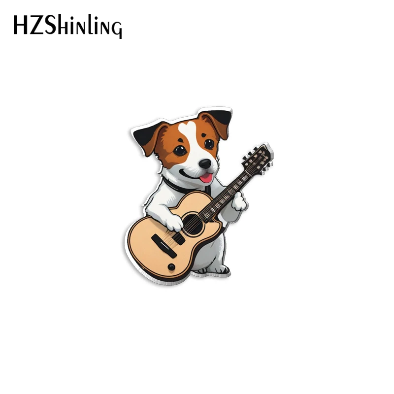 2023 New Jack Russell Terrier Acrylic Lapel Pin Cool Dog Epoxy Butterfly Clasp Pin Handmade Butterfly Brooch