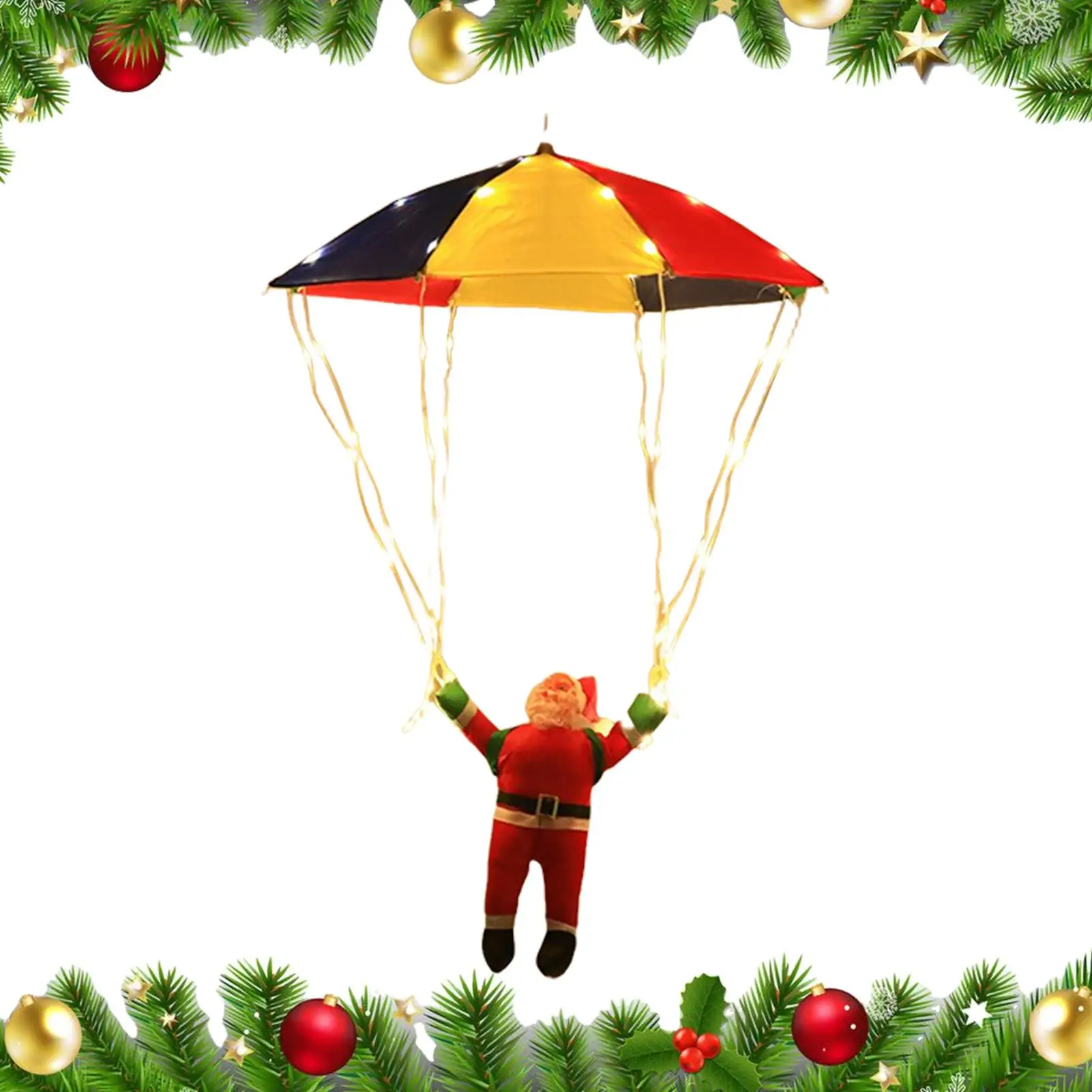 

Рождественские огни для дома, парашютные гирлянды Санта-Клауса, водонепроницаемое окружающее освещение с 8 режимами для елки, вечеринки, двора, патио