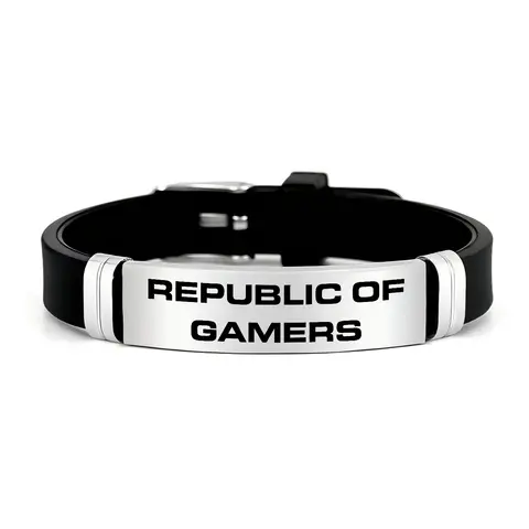 "REPUBLIC OF GAMERS "Official Game Fan Exclusive Accessory, Stainless Steel Silicone Bracelet, Suitable for Gaming Enthusiasts