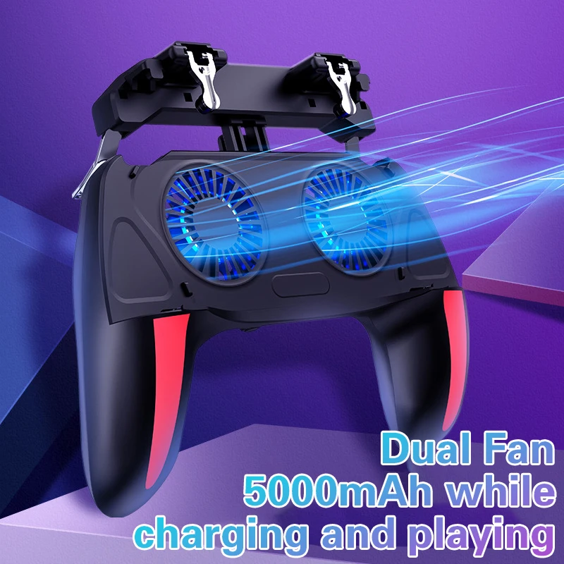 H10 gaming handheld grip controlador de jogo joystick gamepad para pubg gatilho ventilador refrigeração refrigerador telefone alimentado por usb 5000mah bateria