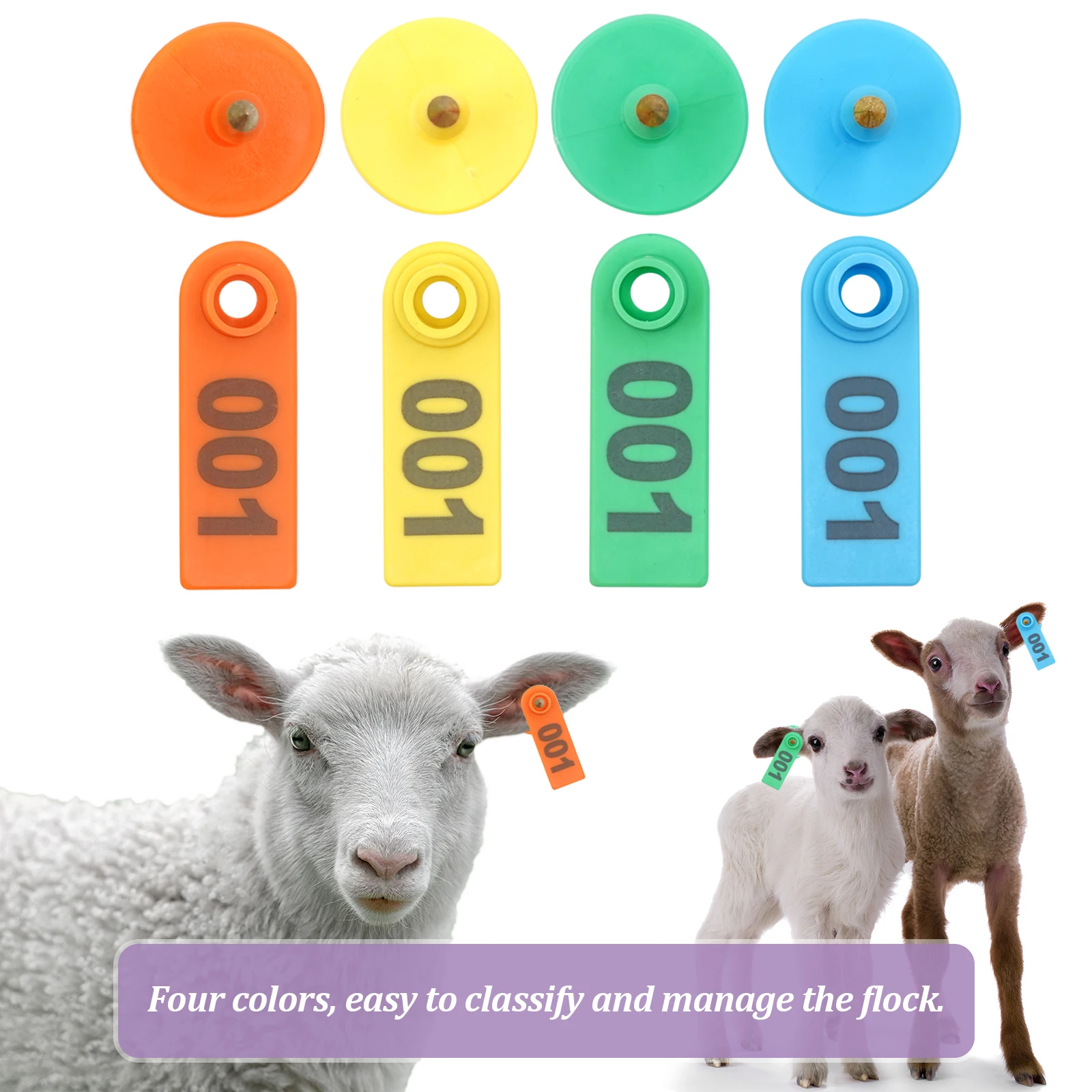 100Sets Sheep Ear Tag Signs Card with The Word Ear Laser Typing Copper Head Earrings Farm Animal Identification Card Livestock