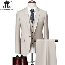 Terno de escritório formal masculino, jaqueta, colete, calça, noivo, vestido de noiva, blazer, casaco de cintura, calças high-end, marca boutique