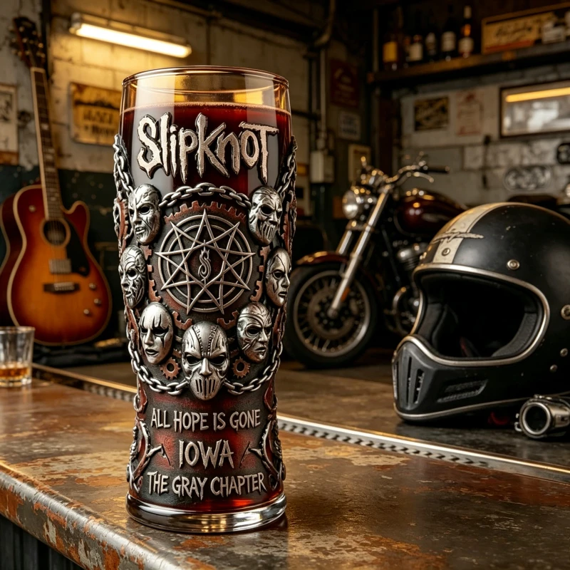 Jarra de Cerveza con Diseño en Relieve de la Banda Slipknot, Artículos de Heavy Metal Rock, Colección de Estilo Industrial Oscuro