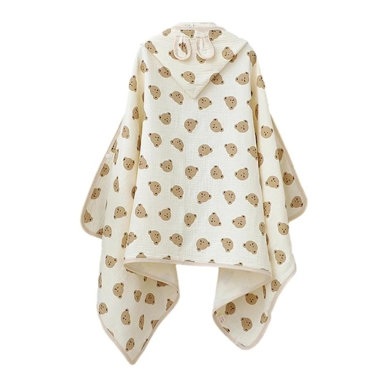 

Y4QA Infant Hooded Towel Gauze-Cotton Breathable Bathrobe Print Summer Sun-proof Cloak Bath Towel Gender Neutral Soft Towel