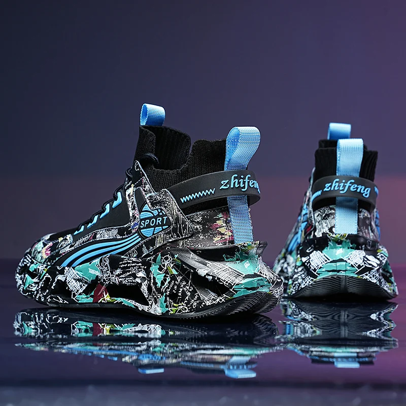 Lovers graffiti sneakers Four Seasons new breathable light outdoor racing running shoes soft-sole men women's speed sports shoes