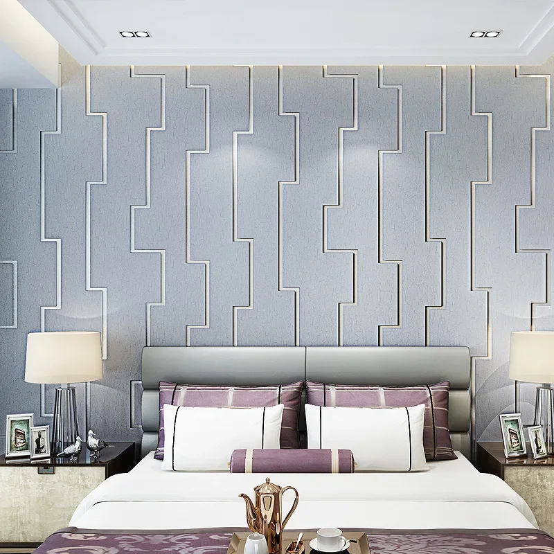 modern Chinese velvet wallpaper simple bedroom living room stripe 3D TV background wall wallpaper wholesale