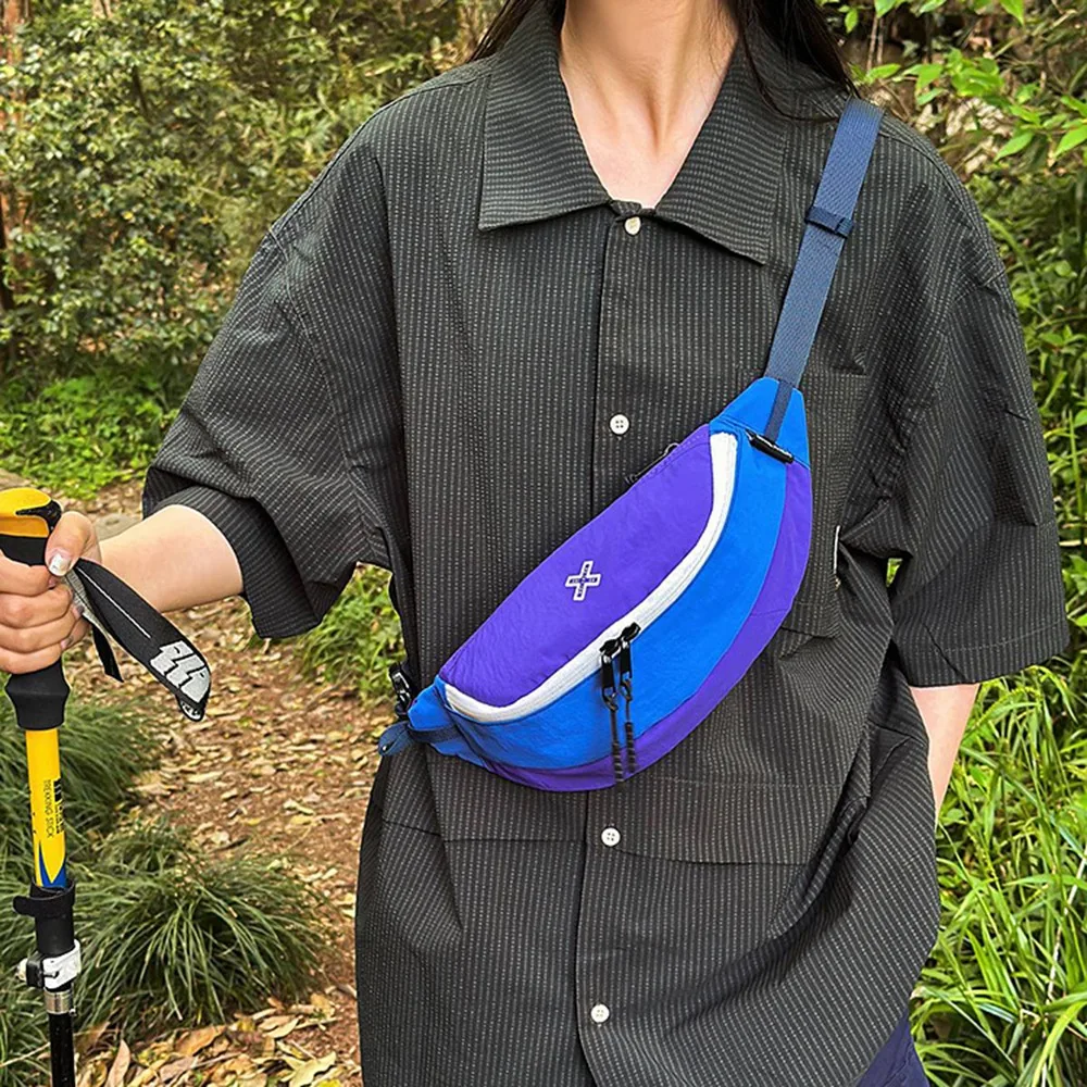 Спортивная нагрудная сумка большой емкости, нейлоновая цветная контрастная сумка через плечо, многофункциональная мужская поясная сумка в корейском стиле, унисекс