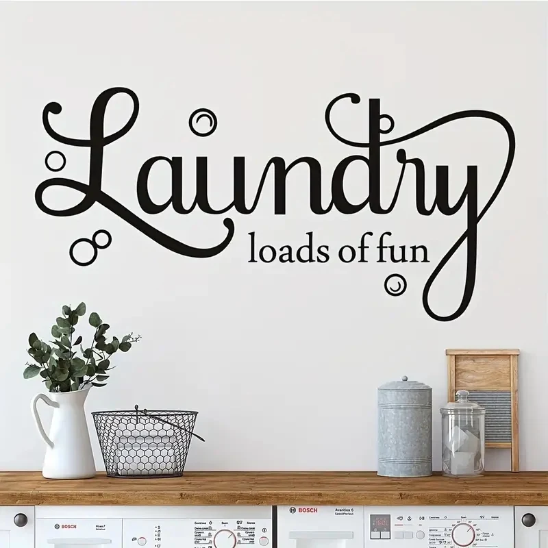 1pc  Laundry Room Wall Decal - 'Wash, Dry, Fold, Repeat' - Cute Vinyl Quote Sticker Art Decor