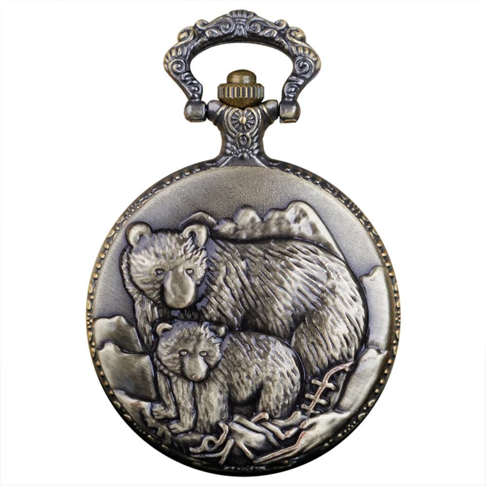 Vintage Koala Beer Bronze Quartz Pocket Watches Pendant Necklace Fob Chain Watch Men Women Children Jewelry Accessories Gifts