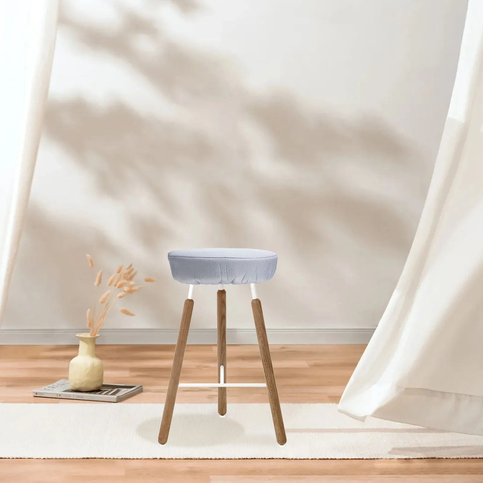 غطاء مقعد دائري بلون نقي، واقي مقعد سميك مقاوم للخدش لغطاء ديكور سطح البراز #5