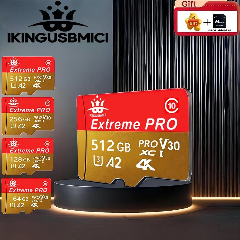 Cartões de Memória TF Micro SD 32GB 64GB 512GB com Aumento de Velocidade A1 C10 Alta Durabilidade para Jogos e Câmeras de Segurança