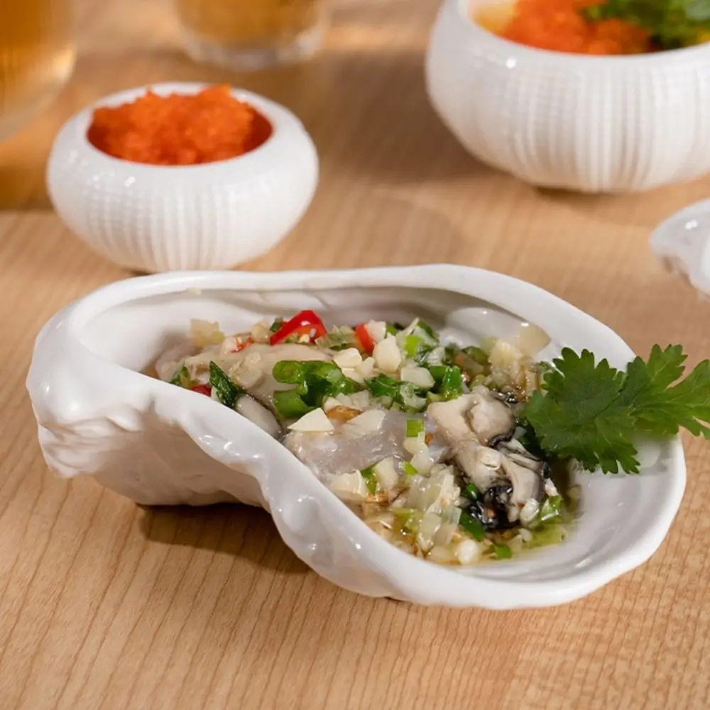Tableware Ceramic Oyster Plate Irregular Creative Sushi Sashimi Plate Multi-Function Reusable Dessert Tray Salad