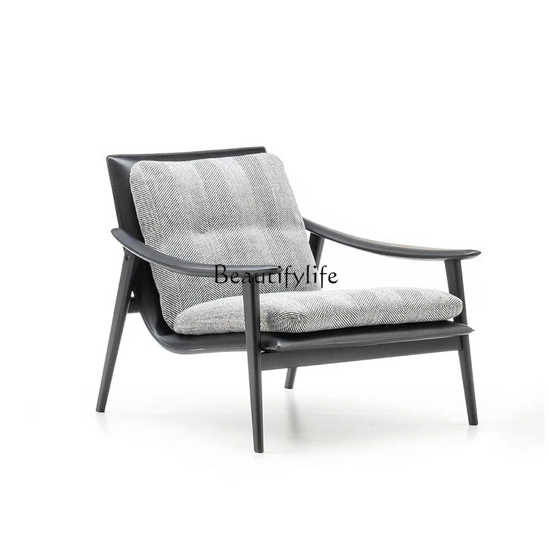 

Italian Minimalist Ash Wood Leisure Chair Simple Now Fabric Sofa Comfortable Armchair