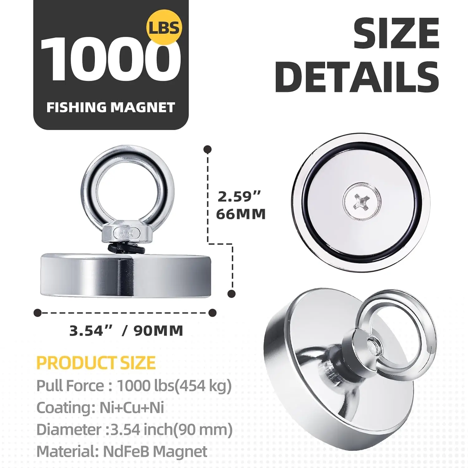 Supersterke magneet Vissen Neodymium magneet Krachtige zoekmagneet D16 D20 D25 D32 D36 D42 D48 D60 D90 voor riviervismagneet