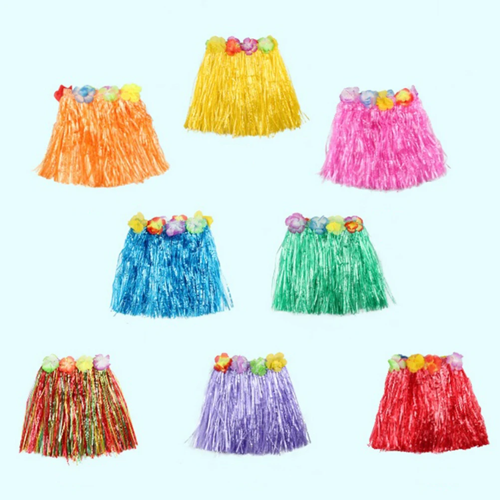 Kids Boys Girls Hawaiian Hula Grass Beach Skirt Flower Wristband Party Dress Hot