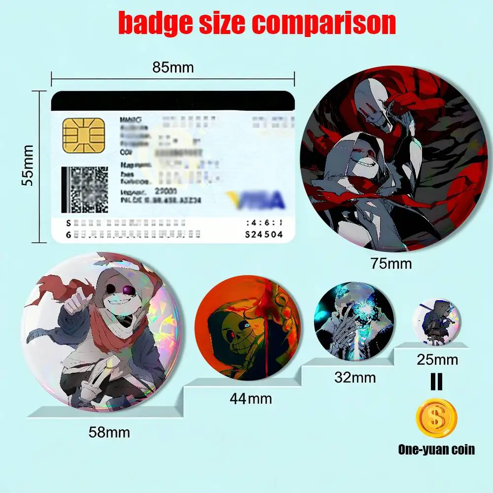 Halloween meme Dust!Sans Undertale Sans Round Exquisite Badge Brooches Creative Pins For Clothes Hat Backpack Gift Accessories